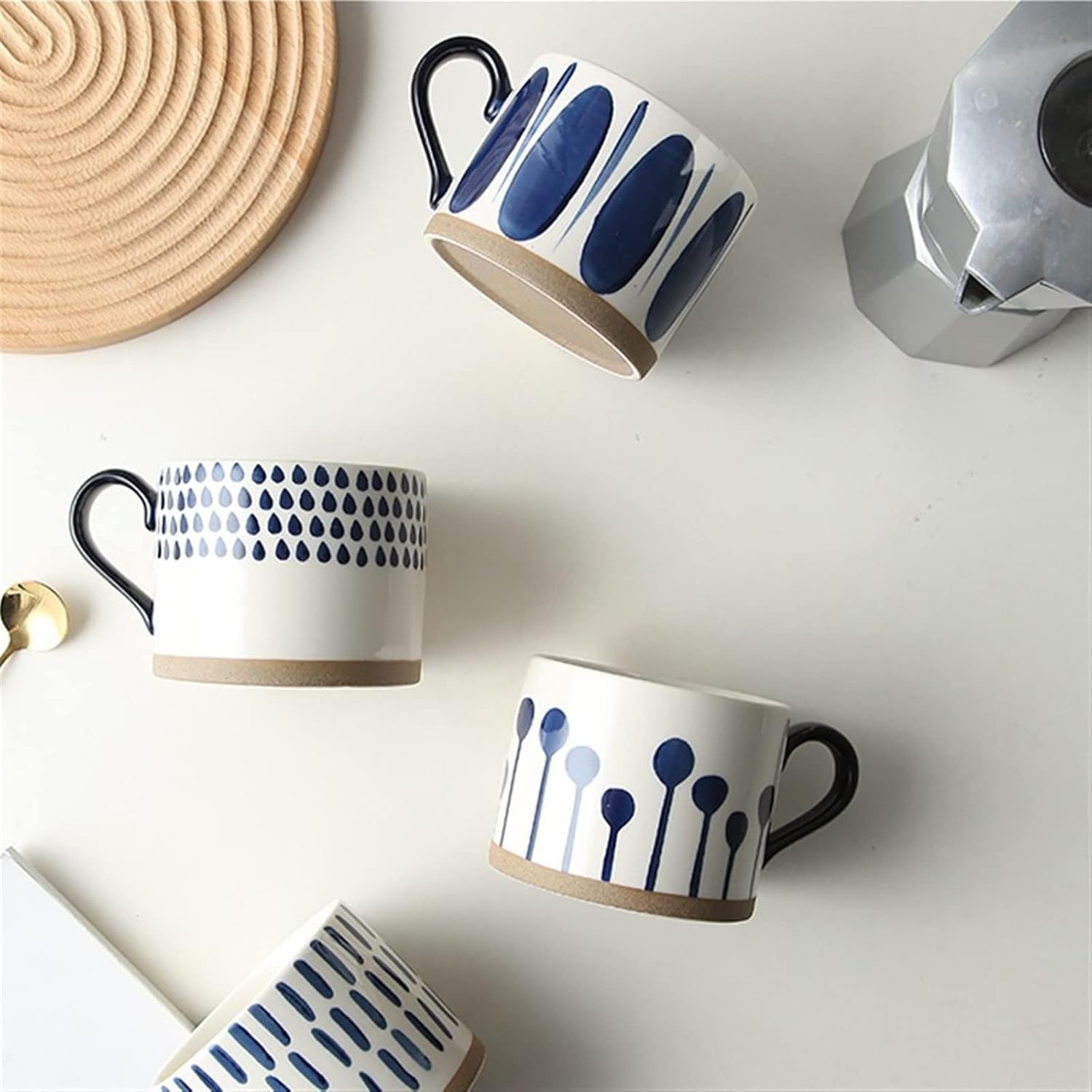 Indigo Hand-Painted Brush Mug