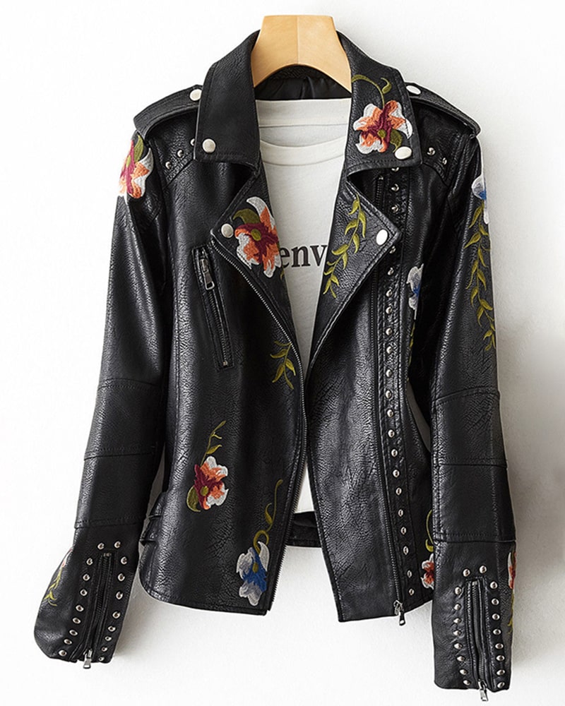 Aurora Floral Leather Jacket
