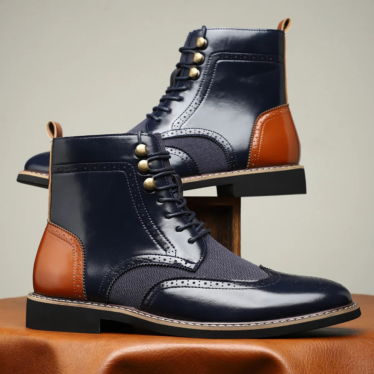 Belvedere Leather Oxford Boots