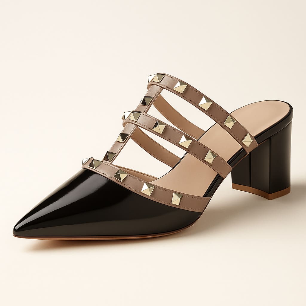 Valeria Studded Heel Mules