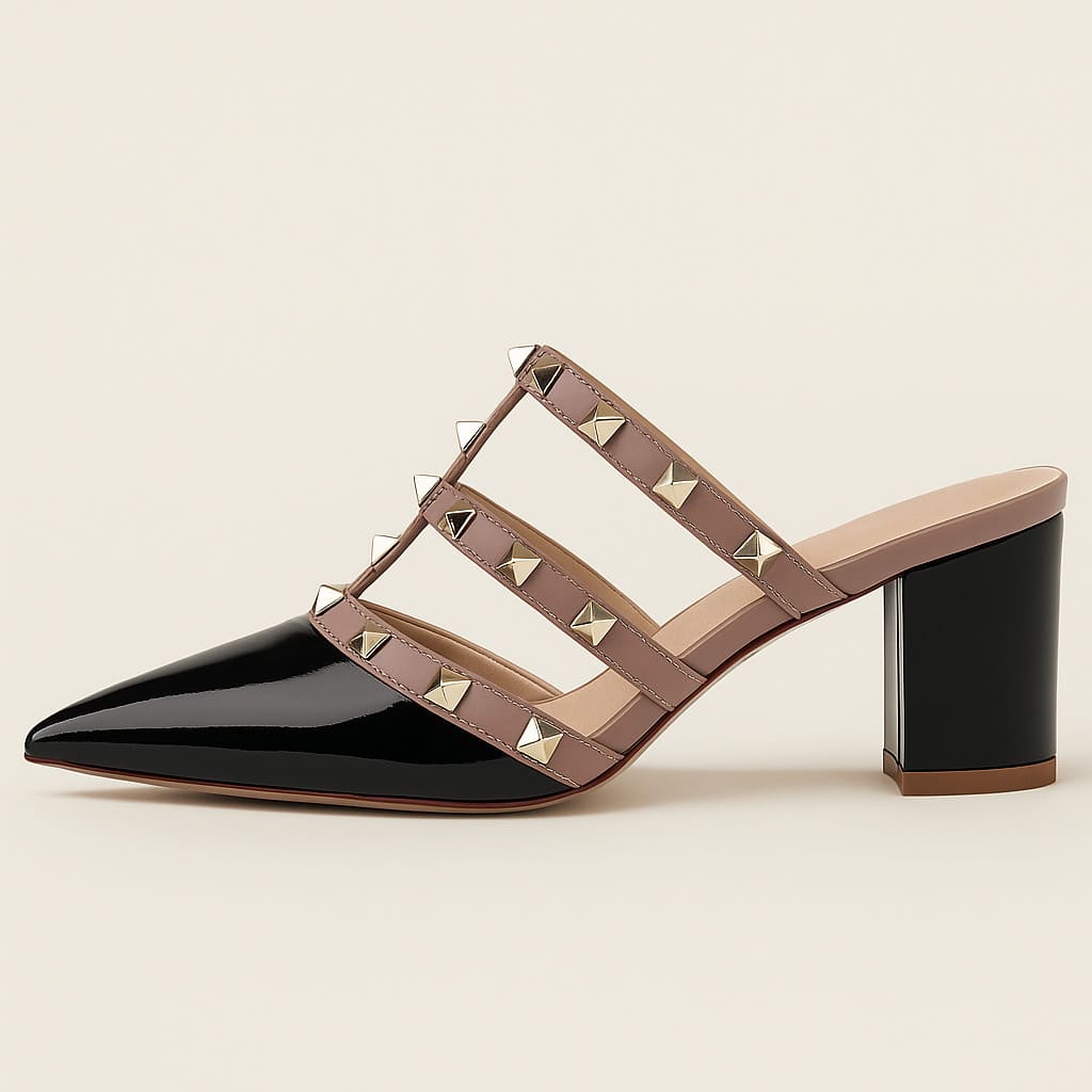 Valeria Studded Heel Mules