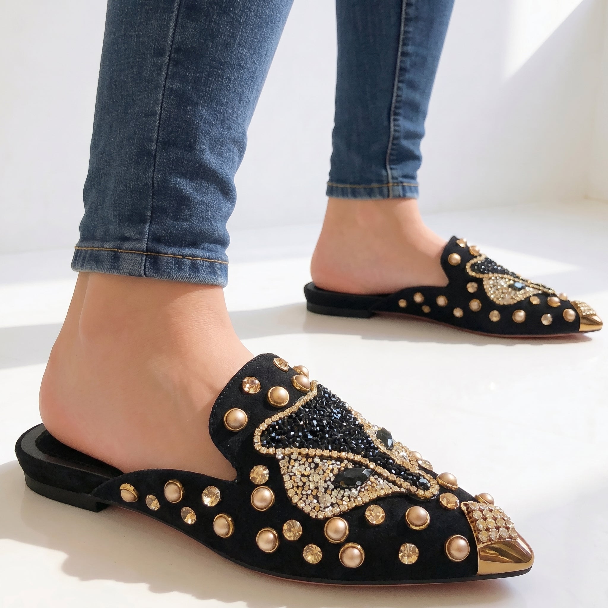 Fiora Fox Jewel Mules