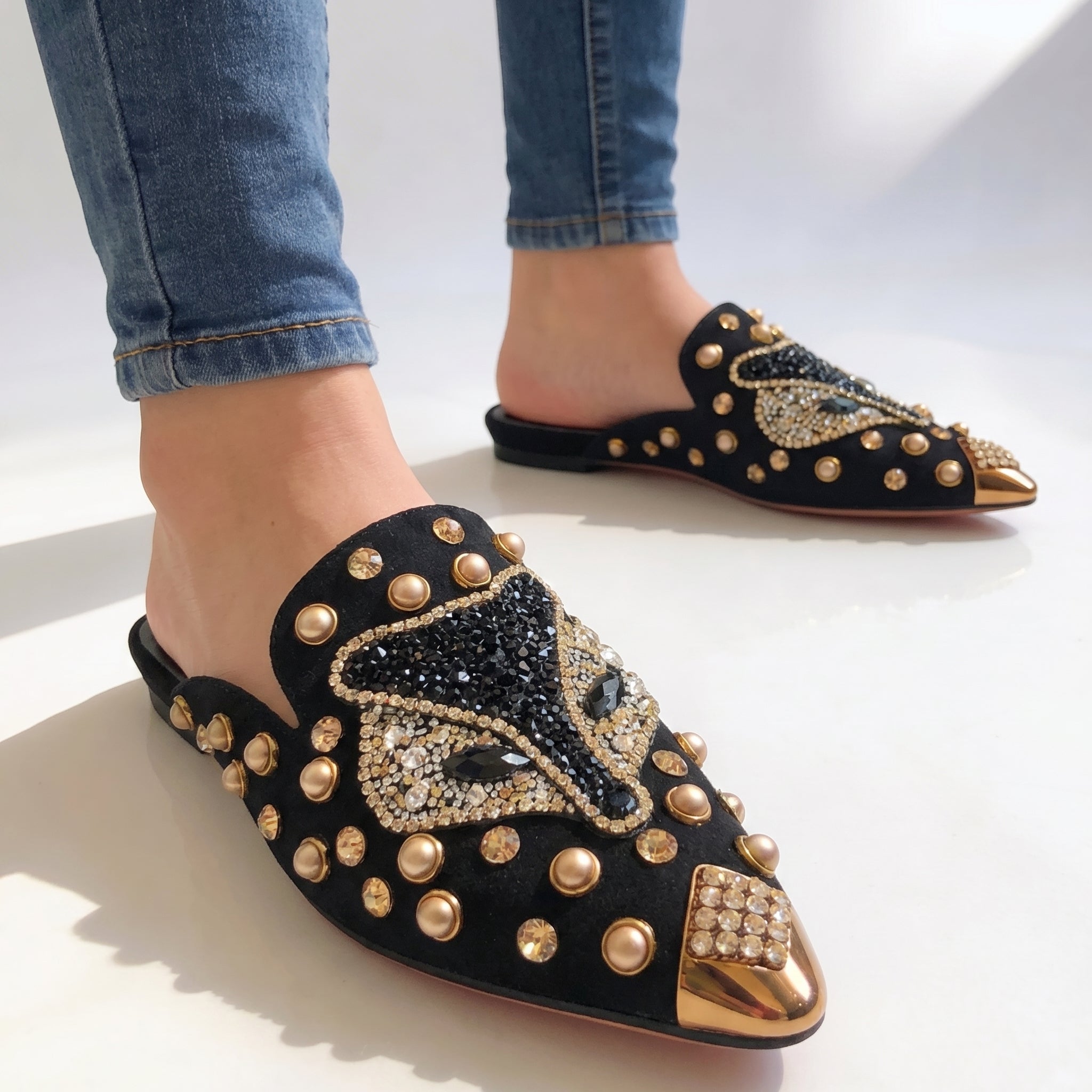 Fiora Fox Jewel Mules