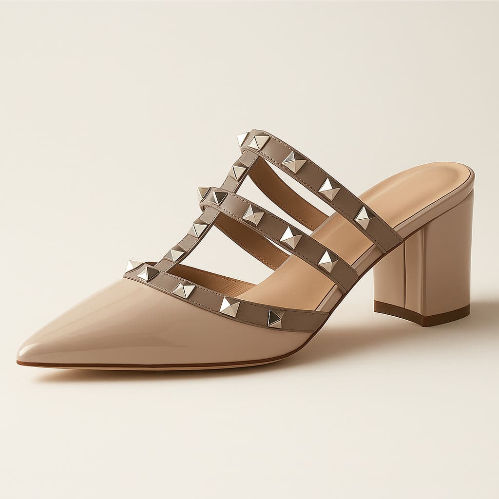 Valeria Studded Heel Mules