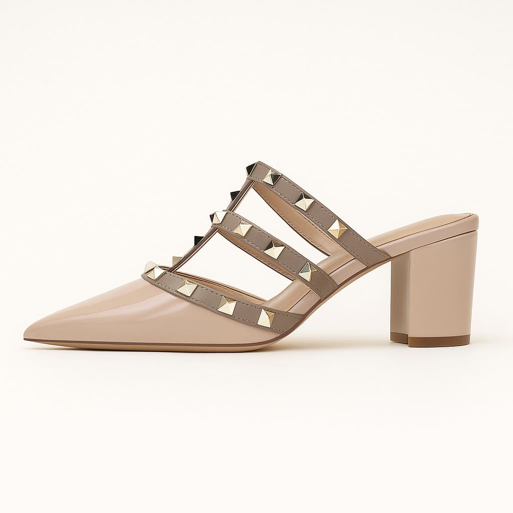 Valeria Studded Heel Mules