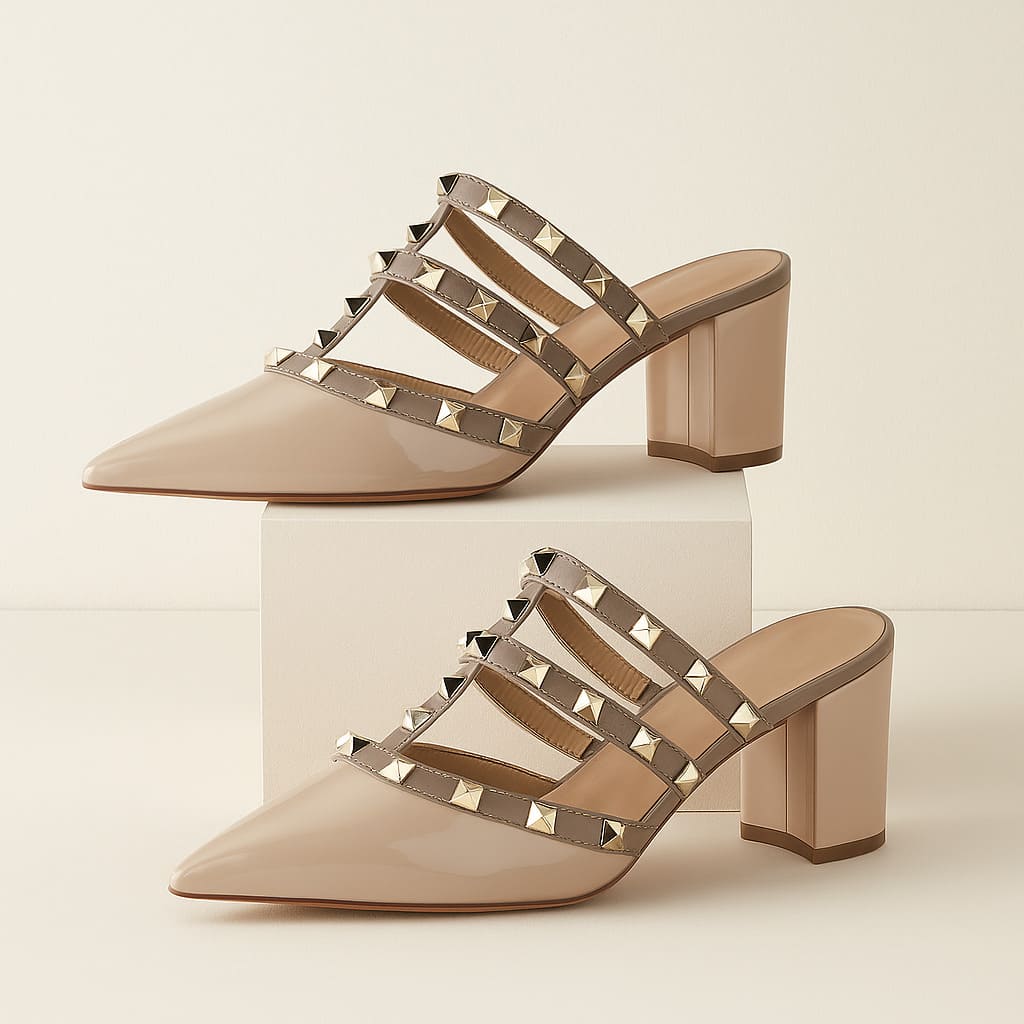 Valeria Studded Heel Mules