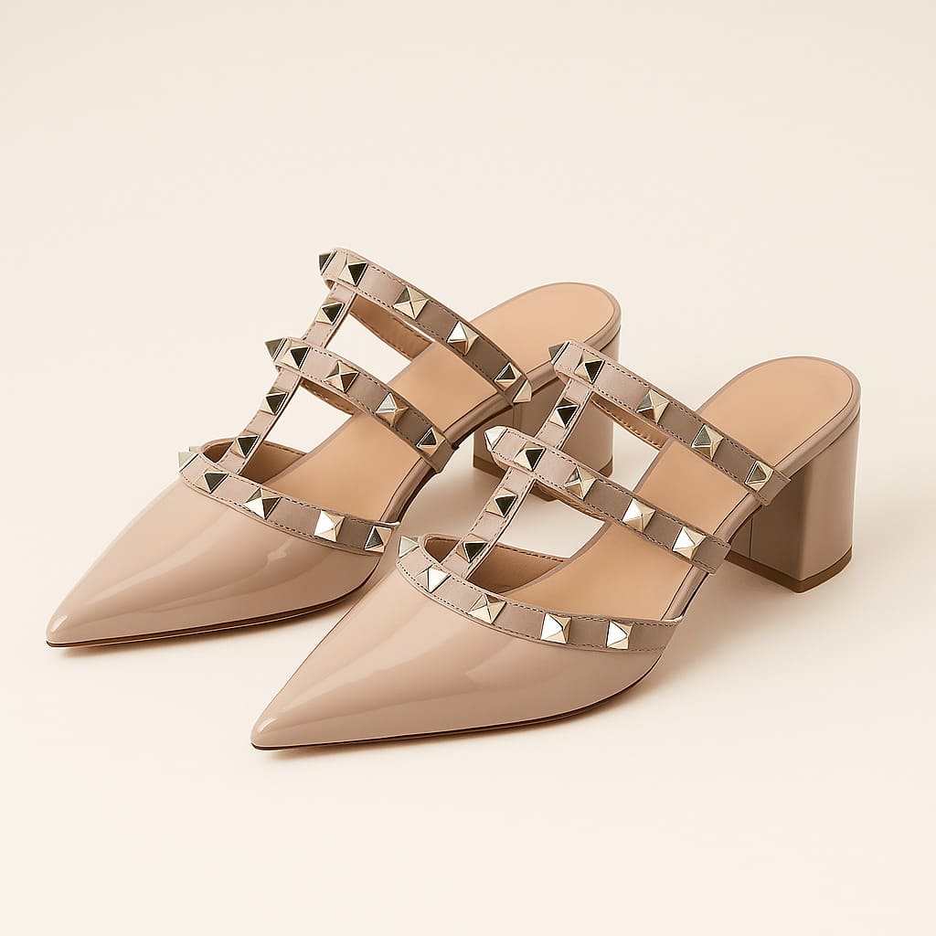 Valeria Studded Heel Mules