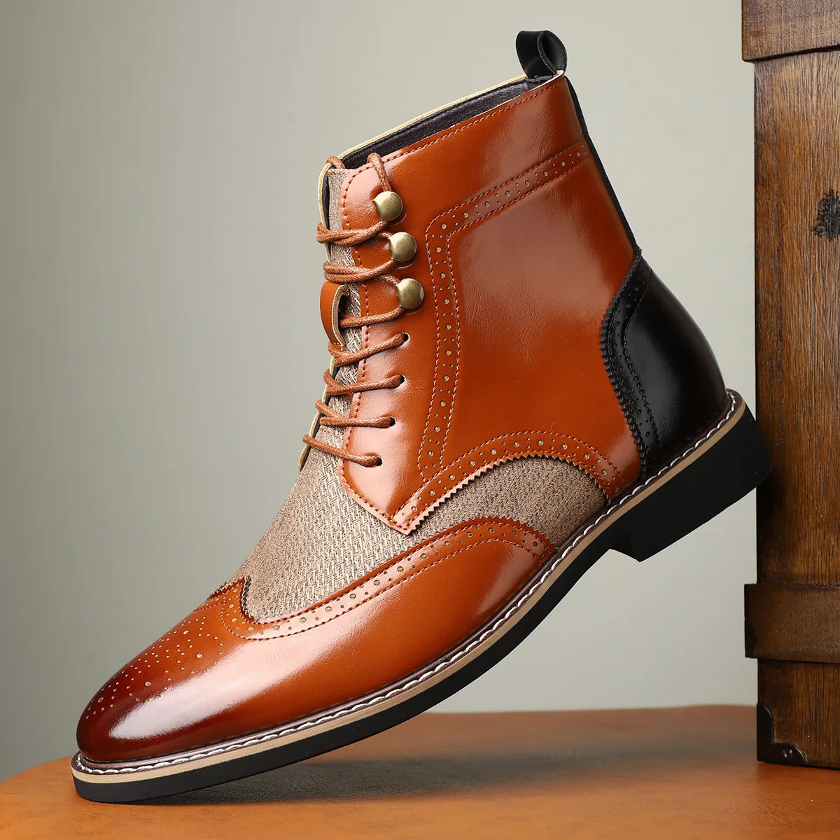 Belvedere Leather Oxford Boots