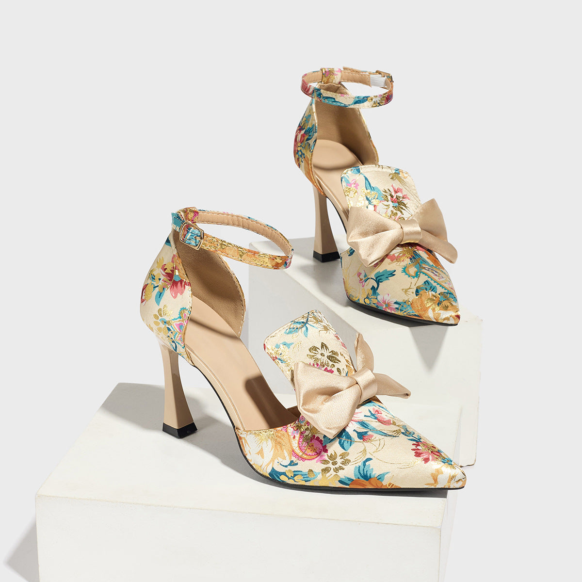 Elara Floral Bow Heels