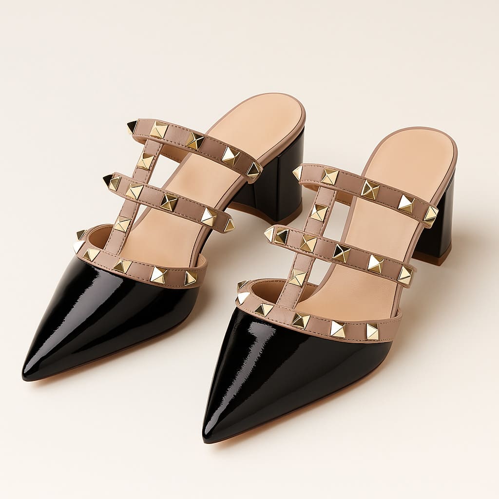 Valeria Studded Heel Mules