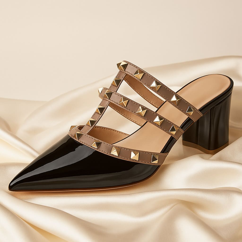 Valeria Studded Heel Mules