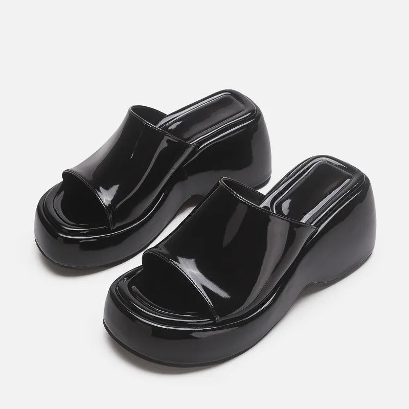 Fiorella Glossy Platform Mules
