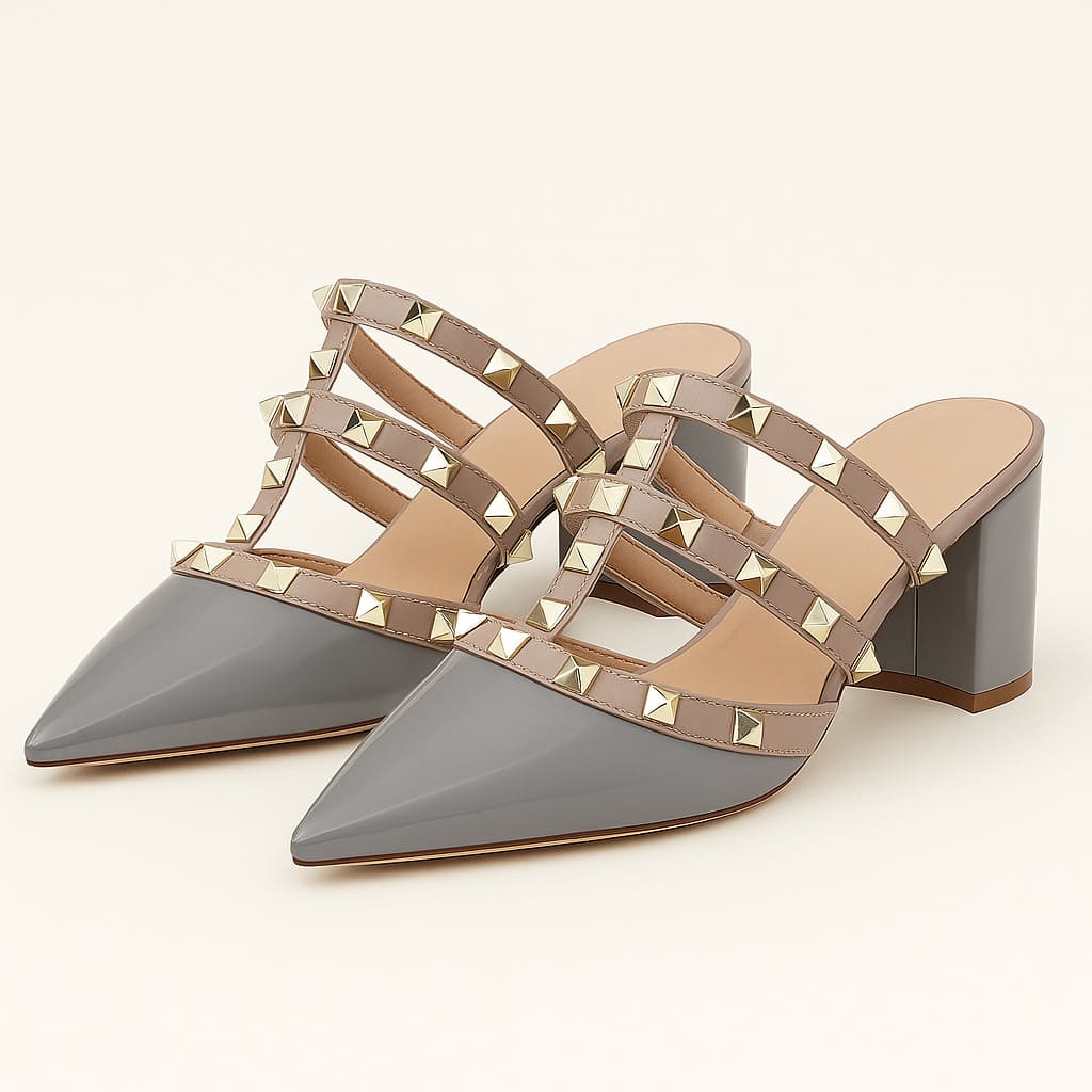 Valeria Studded Heel Mules