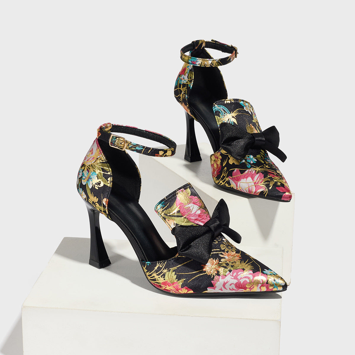 Elara Floral Bow Heels