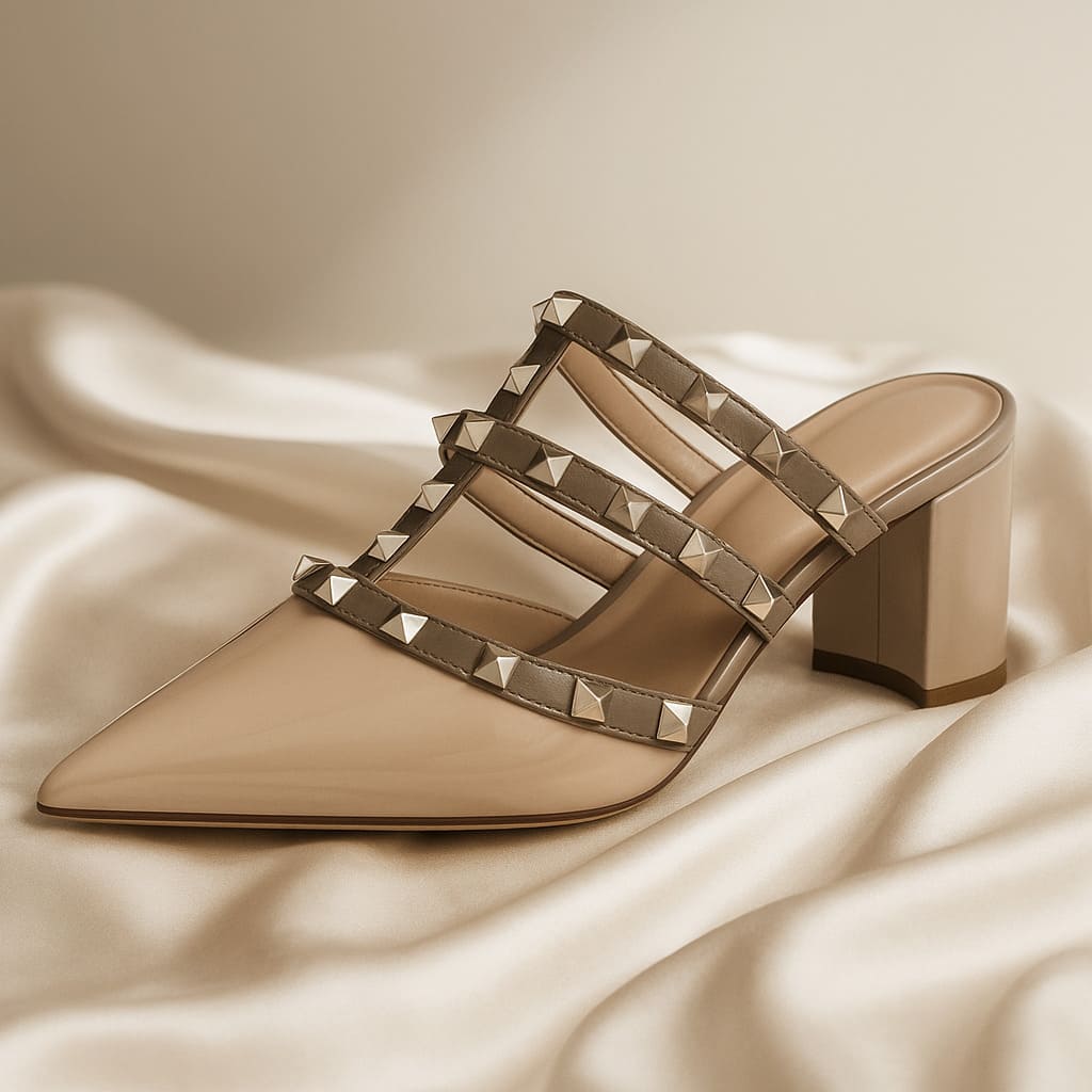 Valeria Studded Heel Mules