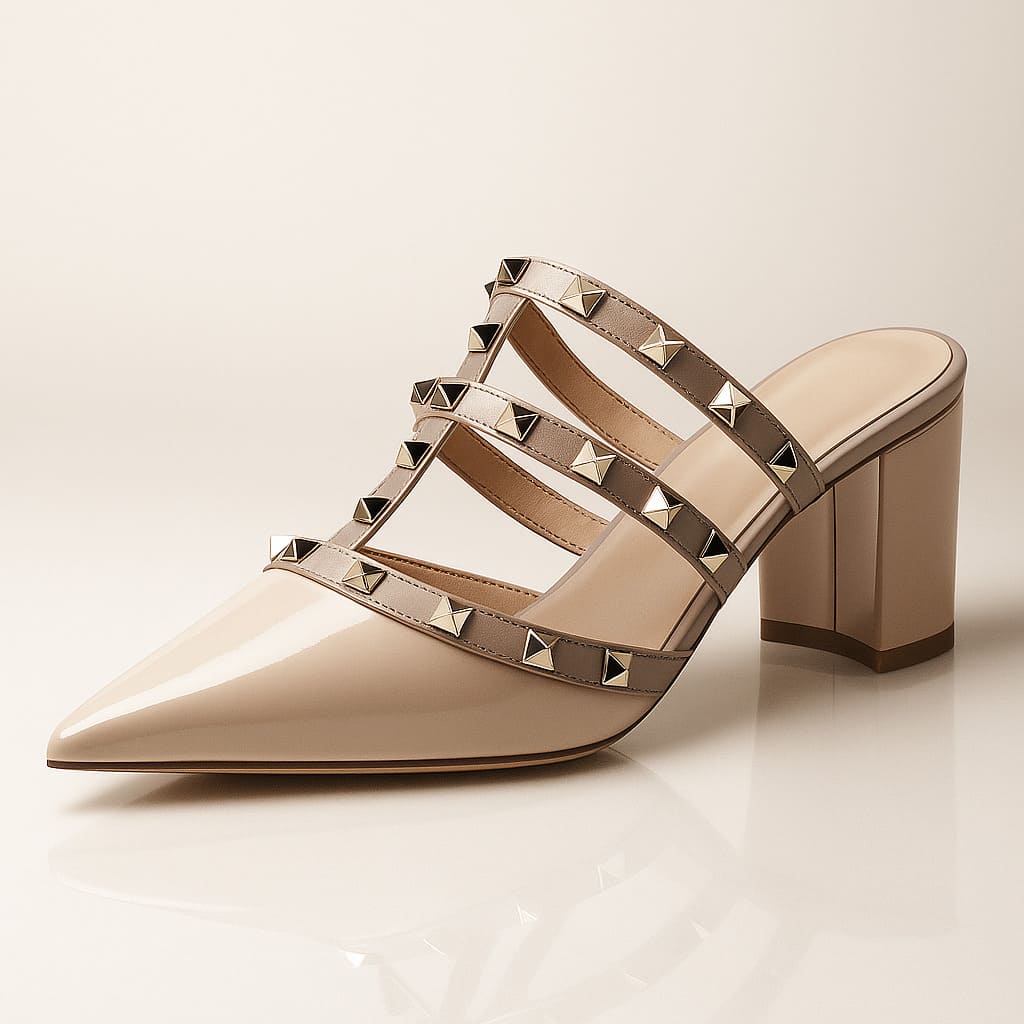 Valeria Studded Heel Mules
