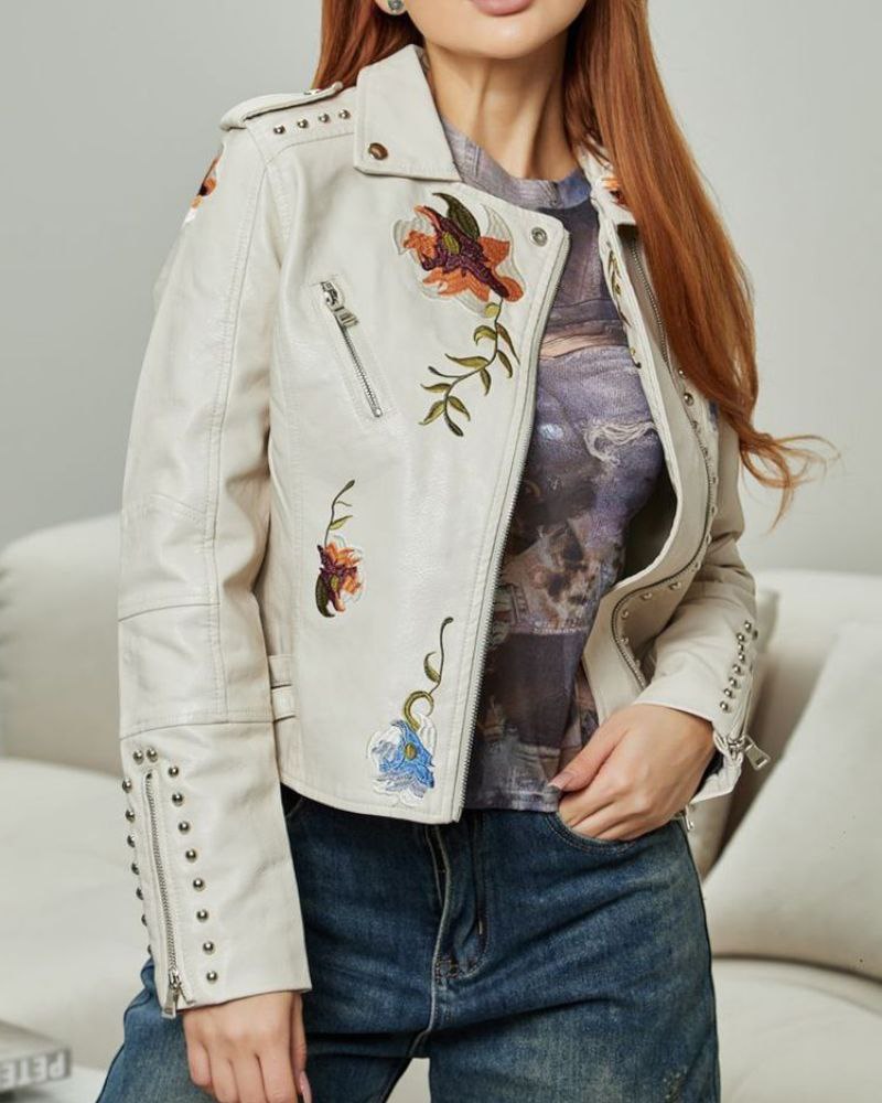Aurora Floral Leather Jacket