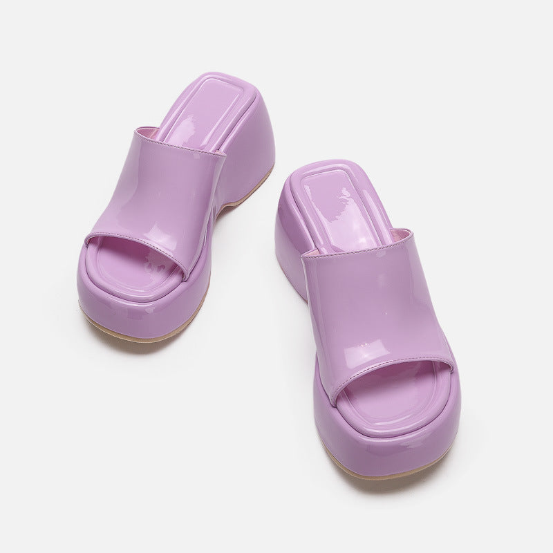 Fiorella Glossy Platform Mules