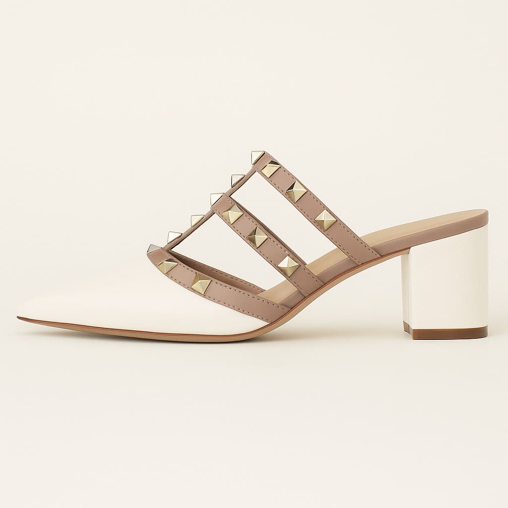 Valeria Studded Heel Mules