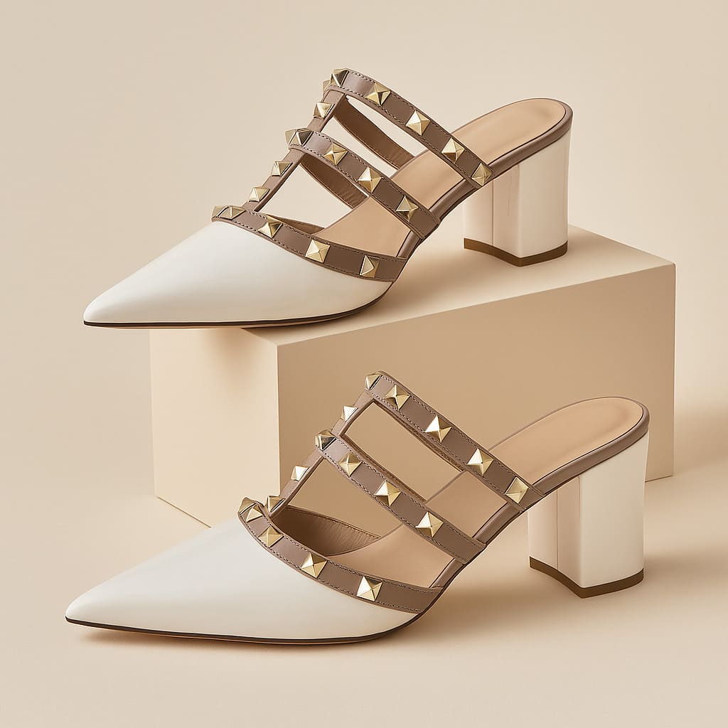Valeria Studded Heel Mules